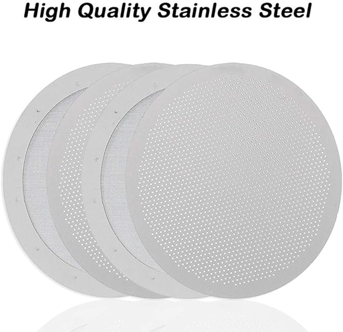 ACKLLR 4 Pack Premium Reusable Coffee Filters Compatible with AeroPress Go coffee press, Old/New Aerobie Coffee Makers, 2 Types Washable Stainless Steel Metal Mesh Fine Micro-Filters, Silver
