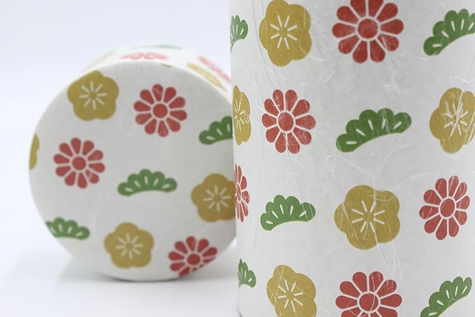 Japanese Pokkan Matcha Coffee Spice Tea Tin Canister Washi Paper Storage with Lid 7.05 oz Capacity (Kamigoto)