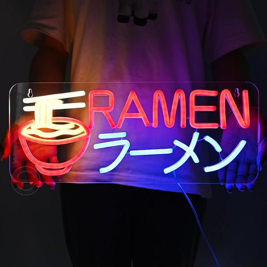 Britrio Ramen ラーメン Neon Sign Led Neon Lights for Wall Decor Light Up Noodle Signs Restaurant Home Bar Kitchen Dinning Room Cafe Japanese Noodle Shop Wall Art Decorations 5V USB Powered