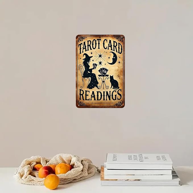 Vintage Cat Tarot Tin Sign Witch Moon Stars Metal Signs Print Aesthetic Room Decoration for Home Bedroom Dorm Bathroom Wall Decor 8 x 12 Inch - Image 6