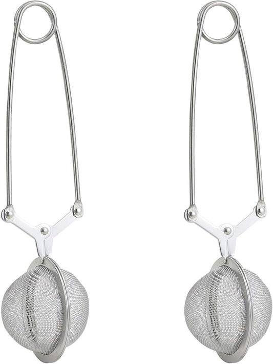HIC Kitchen Snap Mesh Ball Tea Infusers, 18/8 Stainless Steel, For Loose Leaf Tea and Mulling Spices, Set of 2