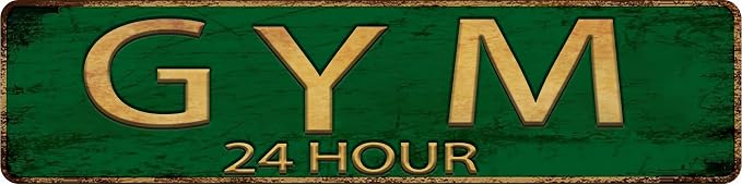 Vintage Metal Tin Sign GYM 4''x16'' inch, Street Sign for Home, Restaurant, Bar, Cafe, Garage - Retro Wall Decor Plaque by Unknown