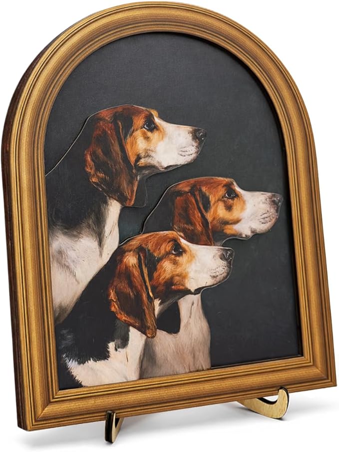 Vintage Hunting Dog Wall Art Sign for Farmhouse Decor, Classic Hound Portrait Wall Decor, 8x10 Inch