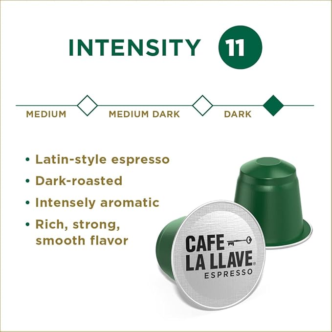 Cafe La Llave Latin Style Espresso Pods,Dark Roast,Compatible with Nespresso Original Line,Aluminum Capsules,80 Count (Pack of 2)
