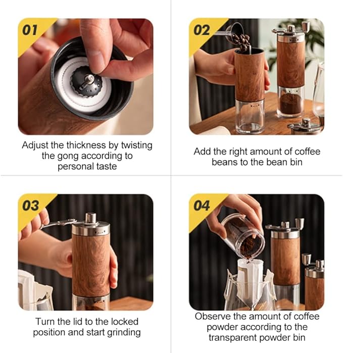 Tutuba Manual Coffee Grinder, Stainless Steel Conical Burr Grinder, Capacity 30g Portable Grinder for Aeropress, Drip Coffee, Espresso, French Press