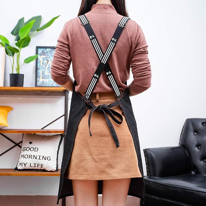 Unisex adjustable multi pocket denim apron for Chef Kitchen BBQ and Studio - Image 8