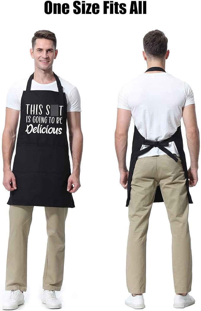 Miracu Funny Cooking Aprons for Women, Funny Baking Aprons for Men Dad, Mens Cooking Gifts for Bakers Husband Boyfriend - Fathers, Mothers Day, Birthday Kitchen Gifts for Men, BBQ Grilling Presents - Image 5