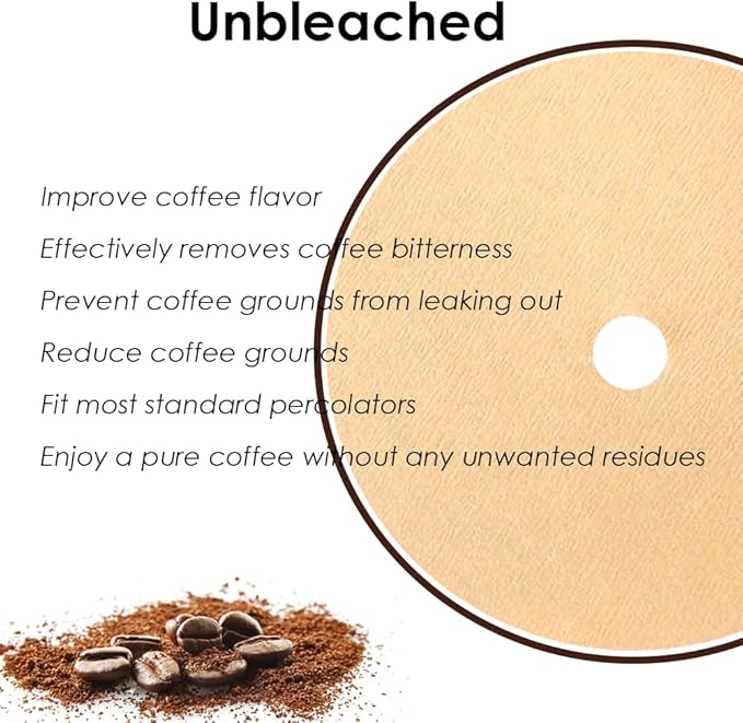 Mimore Percolator Coffee Filters - 300PCS 3.75in Disc Coffee Filters for Percolators - Unbleached Disposable Percolator Filters
