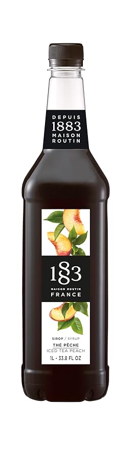 1883 Iced Tea Peach Syrup for Drinks, Made in France, 1 Liter Plastic Bottle