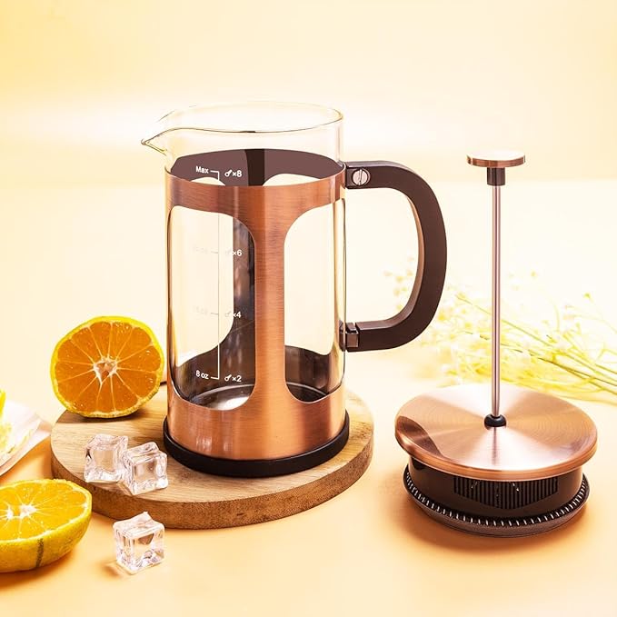 French Press Coffee Maker 8 cups 34 oz 304 Stainless Steel Coffee Press with 4 Filter Screens, Easy Clean Heat Resistant Borosilicate Glass - Free 100% BPA