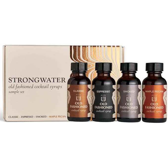 Strongwater Old Fashioned Craft Cocktail Mixer Sample 4 Pack - Makes 16 Cocktails - Handcrafted Old Fashioned Gift Set - Travel-Friendly, No Artificial Sweeteners - Just Mix with Bourbon or Whiskey by Strongwater