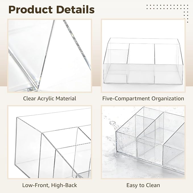 ZALIR Acrylic Coffee Bar Organizer, Coffee Bar Station Organizer for Countertop, Transparent Coffee Station Organizer, Countertop Bar Accessories for Pods, Sugar, Creamer Syrup, Tea Bags Storage - Image 4