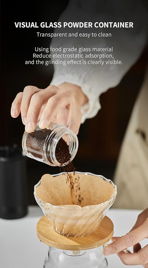 OrkeyDolk®External Adjustable Manual Coffee Grinder, with High Precision Ceramic Contemporary Conical Burr, 40-Grade Adjustable Settings, for Aeropress, Espresso, Pour Over, French Press, Moka pots.
