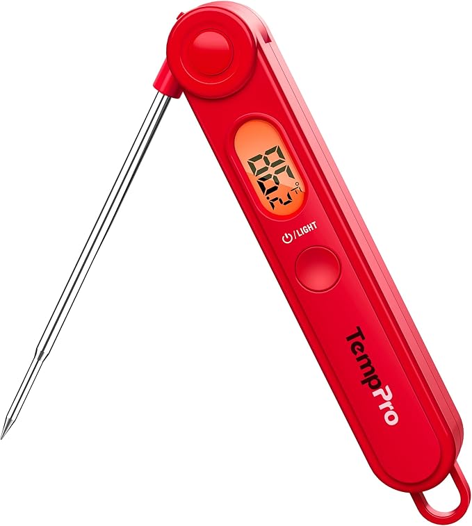 TempPro TP03B Digital Meat Thermometer for Cooking, Instant Read Thermometer with Backlight, Kitchen Food Thermometer for Grill Smoker BBQ Oil Deep Fry Candy Bread Coffee (Previously ThermoPro)