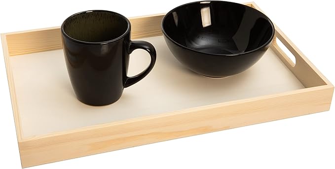 Wooden Nested Serving Trays, Unfinished Rectangle Trays with Cut-Out Handles for Crafts, Ottomans, Serving and Home Décor – Set of 5
