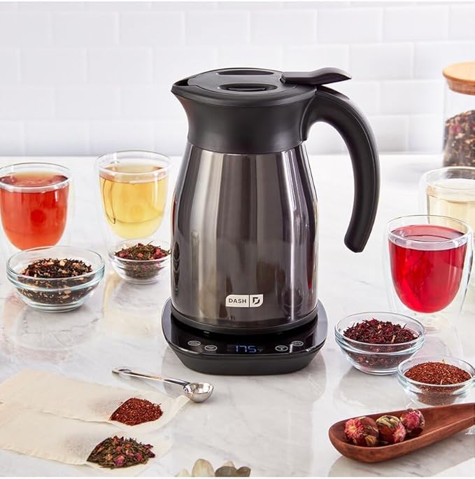 Dash Insulated Electric Kettle, Cordless Hot Water Kettle - Black Stainless Steel, 57oz/1.7L