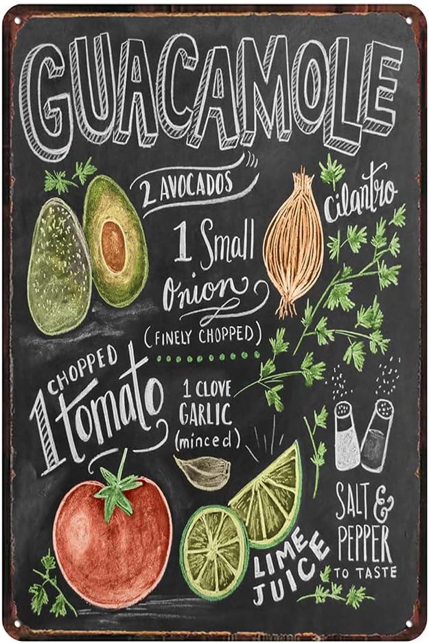 Vintage guacamole Tin Sign - Retro Food Metel Sign - Wall Decor wall sign for Kitchen Bakery Cafe Restaurant by TREEPERI
