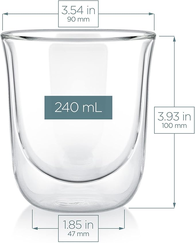 Teabloom Tulip Insulated Glasses for Tea, Coffee and other Beverages - Double Walled Heatproof Glass Maintains Drinks Hot/Cold, 8 oz (Set of Two)