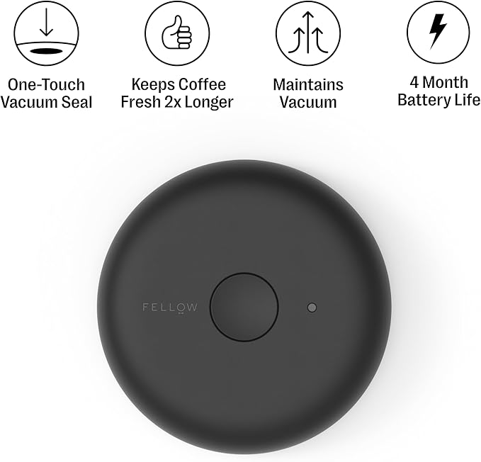 Fellow Atmos Electric Vacuum Coffee Canister 1.2L - Airtight Auto-Seal Container for Coffee Beans & Grounds, Tea & Spices - Preserves Freshness - Clear Glass