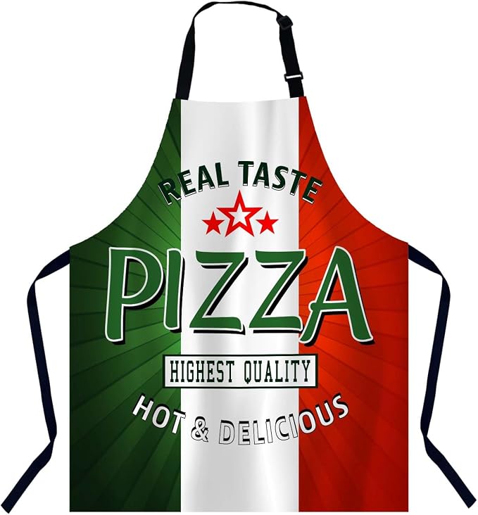 Pizza Poster Bib Apron with Adjustable Neck for Men Women,Suitable for Kitchen Cooking Chef Grill Bistro BBQ Apron by Unknown
