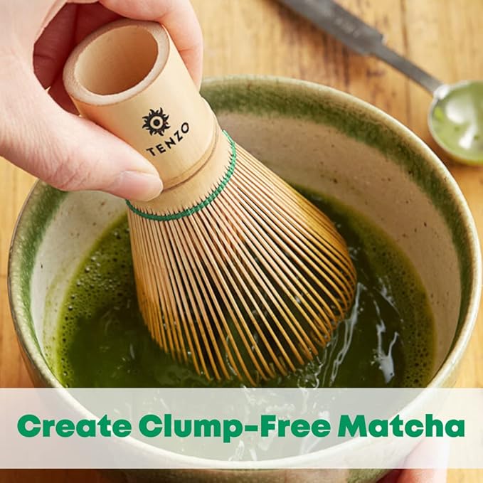Tenzo Bamboo Whisk for Ceremonial Grade Matcha Green Tea - Authentic Traditional 100 Prong Bamboo Whisk