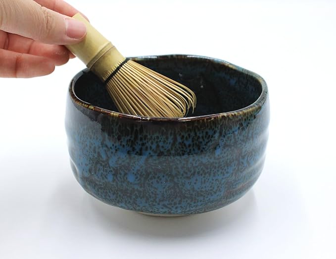 Japanese Traditional Handcrafted Matcha Chawan Tea Bowl Cup Ceremony Tableware Pottery (Tenmoku Seiryuu)