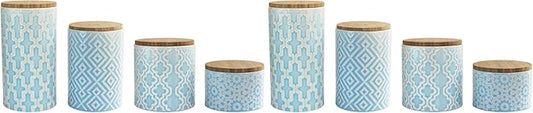 American Atelier Arabesque Canister Set, Ceramic, Blue, 4 Piece (Pack of 2)