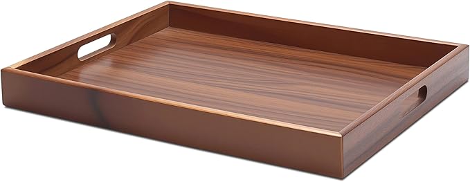 Large Tray for Ottoman Coffee Table, Large Wood Trays for Serving Food, Kitchen Counter, Home Decor, Bathroom, Breakfast, Dining