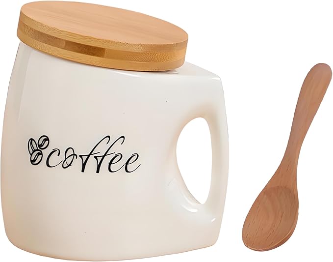 Ceramics Coffee Canisters with Airtight Lids, Coffee Bean Storage for Kitchen Countertop with Comfort Grip, White Coffee Container for Ground Coffee Holder, Home Decor (25oz/750ml)