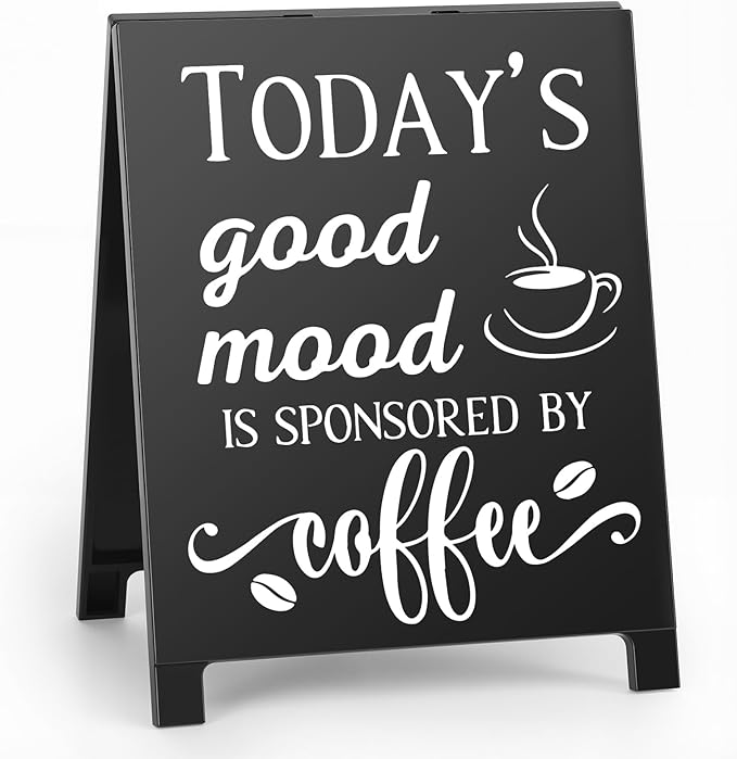 Today's Good Mood Is Sponsored By Coffee Desk Decor Sign Retro Coffees Shop Table Display for Home Office Kitchen Bar Cafe Counter Bookshelf Christmas Gift for Coffees Lovers Barista Friends