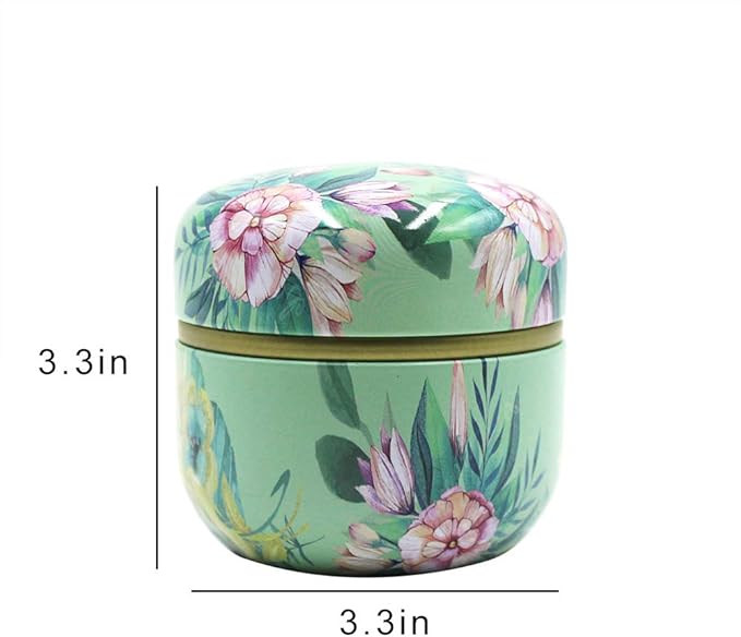2 Pack Mini Tea Storage Containers Tea Coffee Tins, Flowers Pattern Food Storage Container for Herb, Candy, Chocolate, Sugar, Spices, Candle