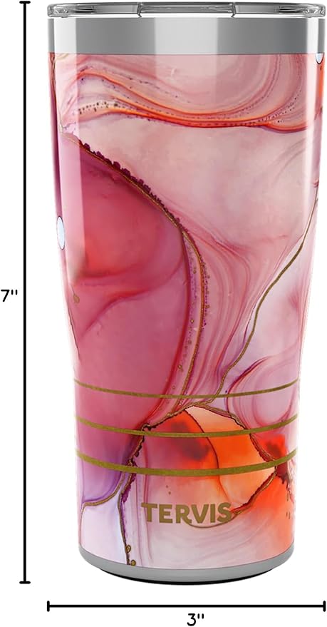 Tervis Traveler Inkreel - Apricot Swirl Triple Walled Insulated Tumbler Travel Cup Keeps Drinks Cold & Hot, 20oz, Stainless Steel