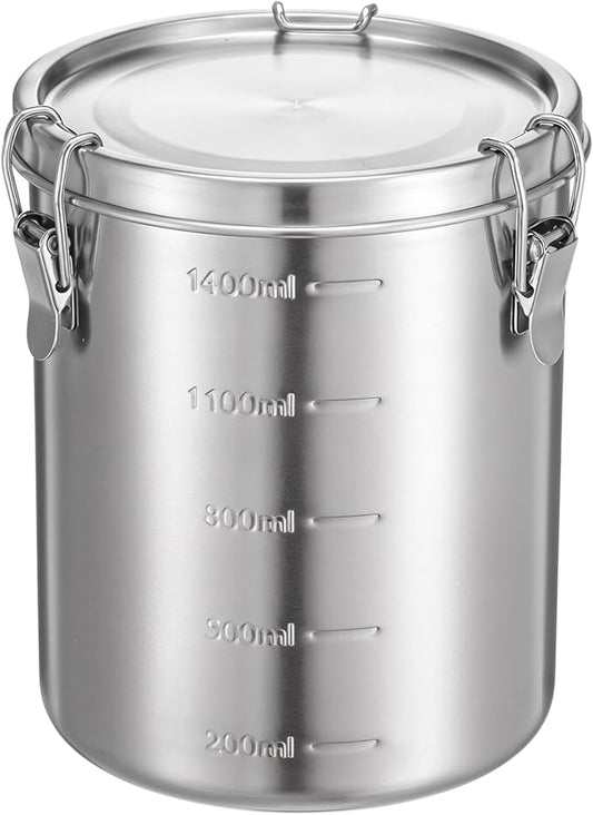Stainless Steel Coffee Canister for Ground Coffee | 100% Airtight Metal Food Storage Container with Lid Sealed - Keep CoffeeS Beans, Sugar, Tea Fresh for Months (56 fl oz)