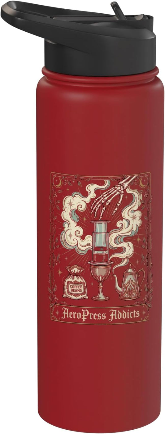 Gothic AeroPress Coffee Shirts Mystical Coffee Brewing Scene Stainless Steel Insulated Water Bottle