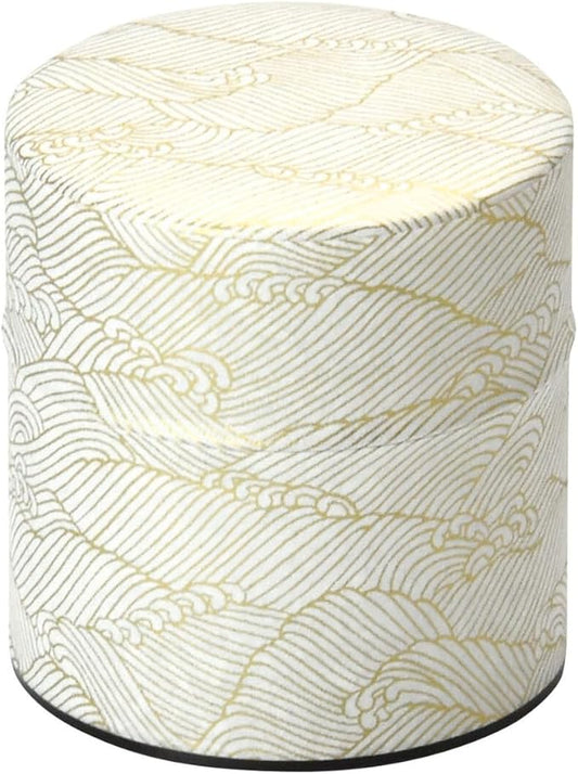Japanese Pokkan Matcha Coffee Spice Tea Tin Canister Washi Paper Storage with Lid 7.05 oz Capacity (Kenran Nami,S)
