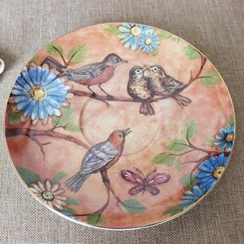 YBK Tech Euro Style Cup& Saucer Set Art Bone China Ceramic Tea Coffee Cup for Breakfast Home Kitchen- Birds and Trees Patterns (Orange)