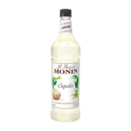 Monin - Cupcake Syrup, Rich Vanilla Cake Flavor, Great for Lattes, Frappes, & Dessert Cocktails, Vegan, Non-GMO, Gluten-Free (1 Liter) by Monin