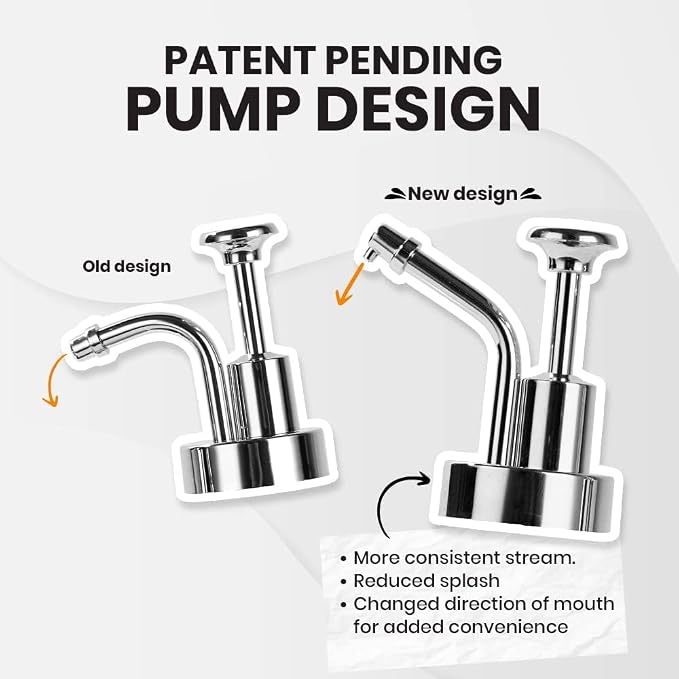 Molimoli Coffee Syrup Dispenser for Coffee Bar, Pump Dispenser, Glass Syrup Bottle w. Upgraded Pump, 16.9 oz 500 ml, Set of 2, Silver - Image 2