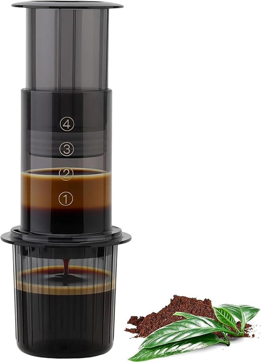Portable Coffee Maker for Camping & Travel, Coffee Press - All-in-One French Press, Pour-Over & Espresso Style Manual Brewer, Small Coffee Maker for Full Bodied Coffee Without Grit, Less Bitterness
