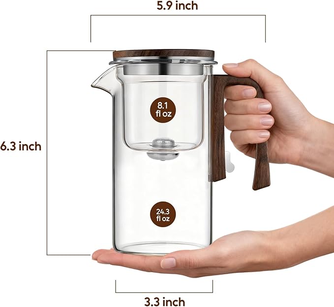Magnetic Teapot, 24.3oz High Borosilicate Glass Teapot with Infuser, Loose Leaf Tea Steeper Pot, Heat Resistant Enchanti Tea Pot with Infusers for Herbal Leaf Brewing