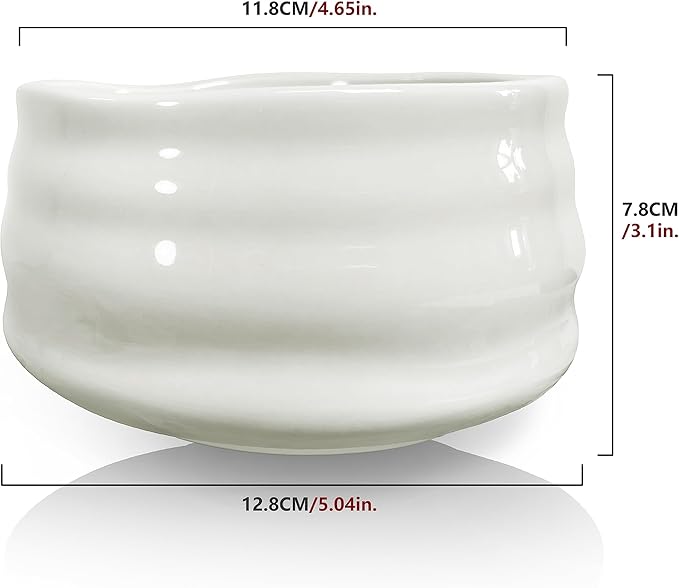 Ceramic Matcha Bowl, Handmade Japanese Green Tea Cup,Matcha Tea Whisk Bowl For Ceremony Chawan 500ml 17oz (White)