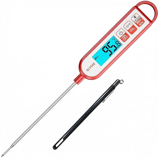 Digital Meat Thermometer Instant Readings in 1-2 Seconds Food Thermometer with Extended Probe Waterproof for Cooking, Confectionery Making, Barbecuing and as a Gift for Friends and Family