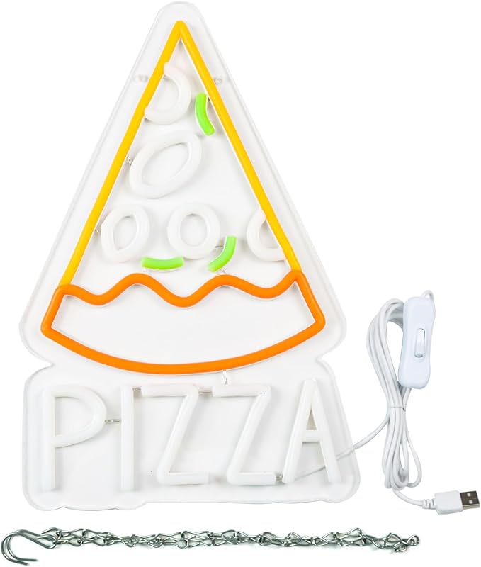 Balanar Pizza Neon Sign for Pizzeria Business Decor Pizza Shaped Neon Sign Pizza LED Neon Light for Restaurant Kitchen Store Party Gift USB Powered Size 13.8 * 9.1inches