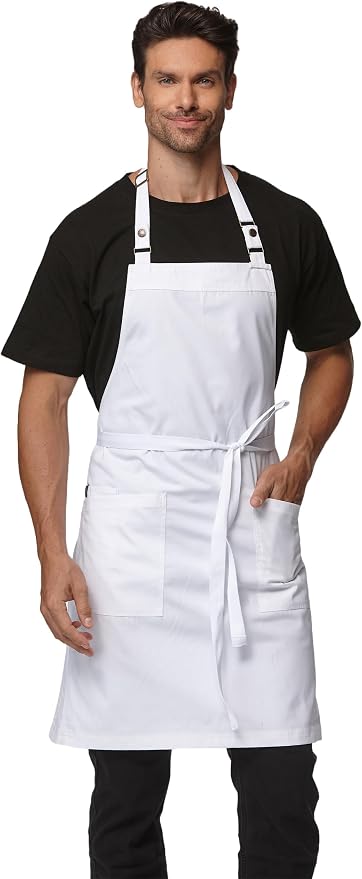 Chef Men Canvas Waterproof Apron Pocket 4251GB | Polyester Cotton Canvas Apron for BBQ Grilling Kitchen Cooking, Adjustable Neck, Durable & Comfortable by Guolamy