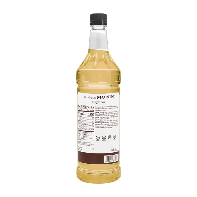Monin - Ginger Beer Ale Syrup, Crisp and Authentic Ginger Flavor, Great for Cocktails, Mocktails, & Sodas, Vegan, Non-GMO, Gluten-Free - 1 Liter (33.8 fl oz) - Image 2