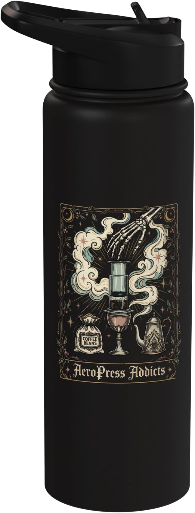 Gothic AeroPress Coffee Shirts Mystical Coffee Brewing Scene Stainless Steel Insulated Water Bottle