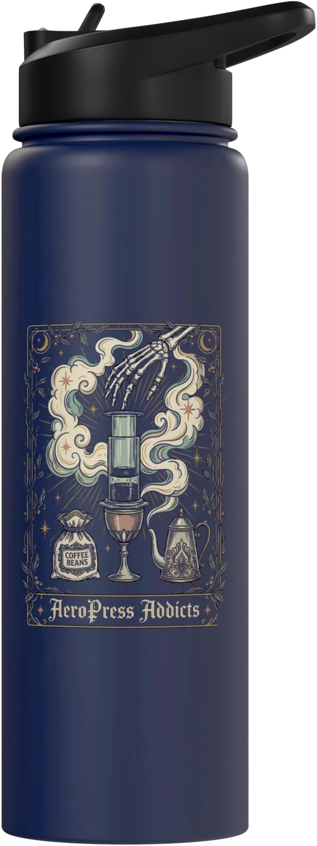 Gothic AeroPress Coffee Shirts Mystical Coffee Brewing Scene Stainless Steel Insulated Water Bottle