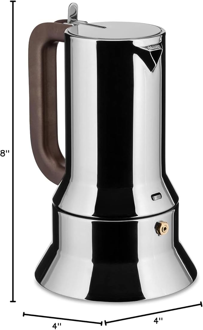 Alessi 9090/6 - Design Stovetop Espresso Coffee Maker, 18/10 Stainless Steel, Mirror Polished, 6 cups