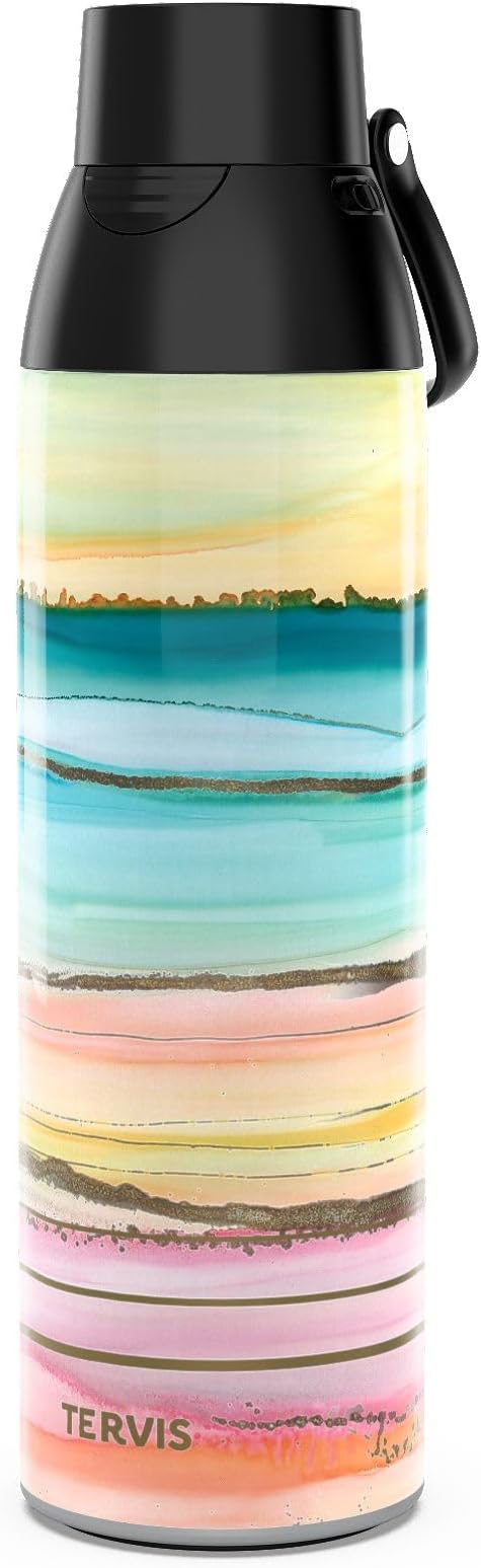 Tervis Venture Water Bottle Inkreel - Colorburst Triple Insulated Tumbler Travel Cup Keeps Drinks Cold & Hot, 26oz, Stainless Steel
