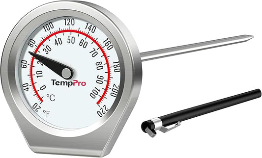 TempPro Dial Instant Read Meat Thermometer for Cooking, Grill Food Thermometer with Glass Lens, Portable Kitchen Thermometer for Liquid, Steak, Turkey Temp Checking (Previously ThermoPro)